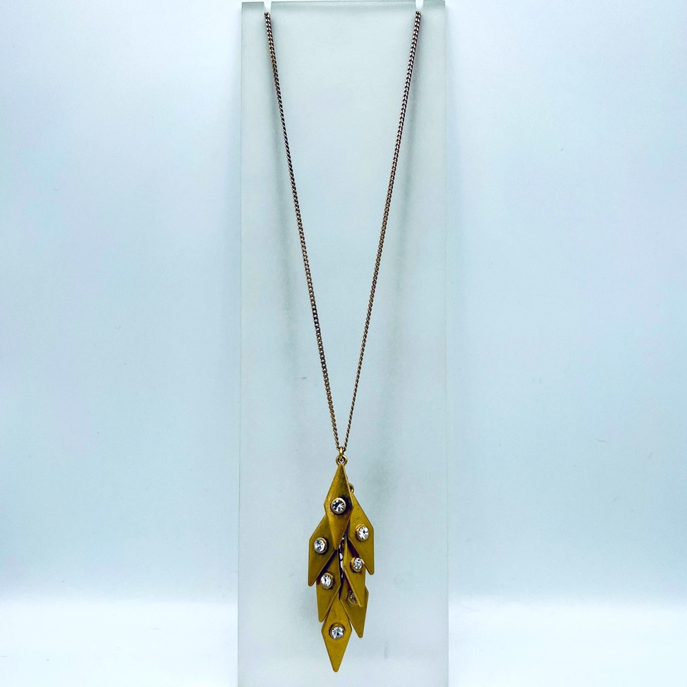 J CREW Long Gold-Tone Diamond Charm Necklace
